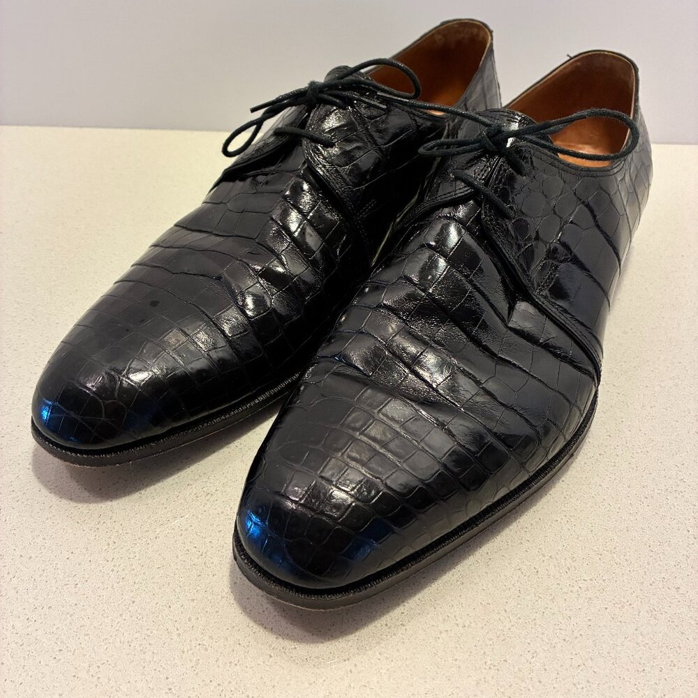 Neiman Marcus Mens Alligator Oxford shoes 10D - Made in Italy